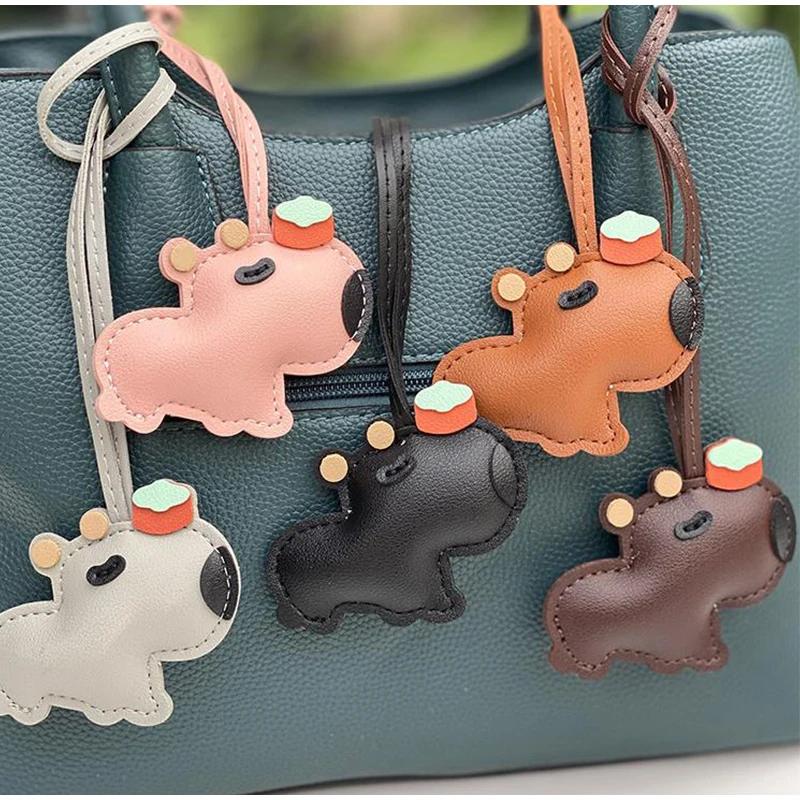 New Guinea Pig Bag Pendants Cute Guinea Pig Shape Keychain Accessories Fashion Versatile Trendy Gifts Leather Material Pendants