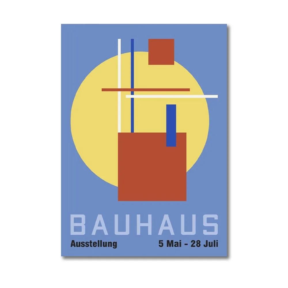 Bauhaus Contemporary Canvas Painting Abstract Geometric Line Pictures Wall Art Decorative Posters Prints for Living Room Home