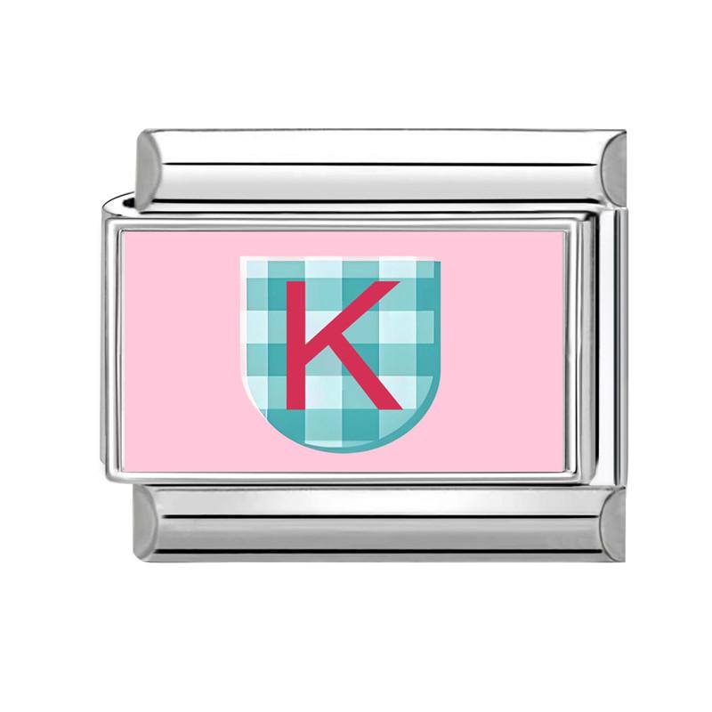New Lovely 26 English Letter Pink Italian Charm Links Fit 9MM Stainless Steel Bracelet Women Men DIY Birthday Making Gift