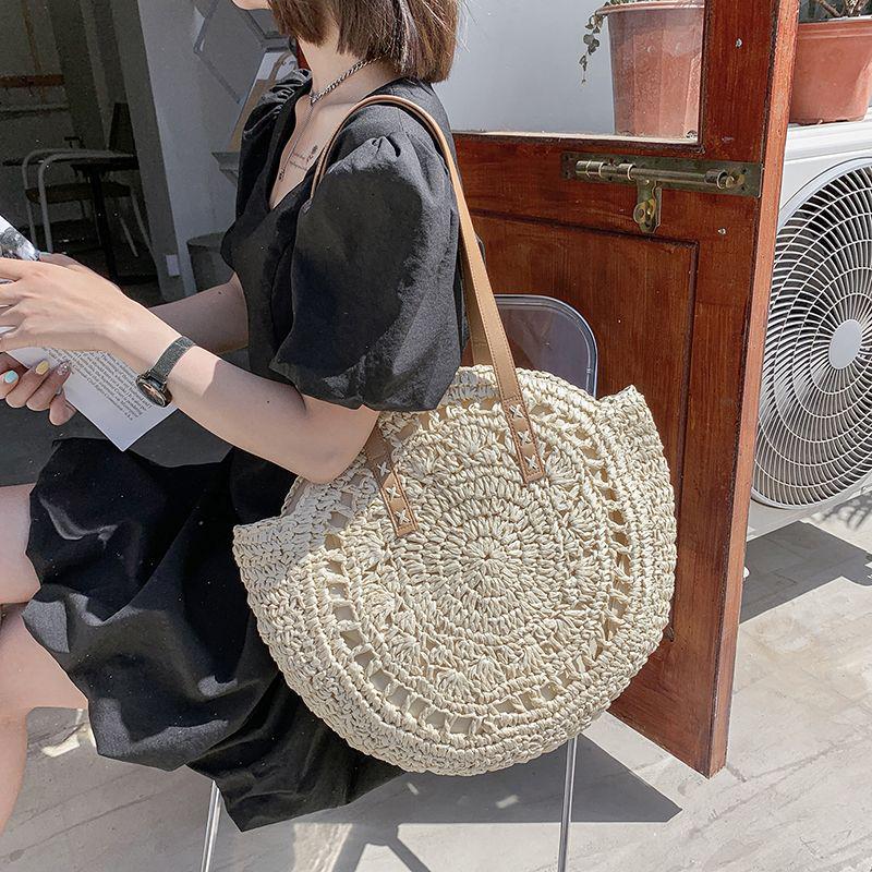 Large Capacity Ethnic Style Woven Shoulder Bag – Fashionable Women's Beach Handbag