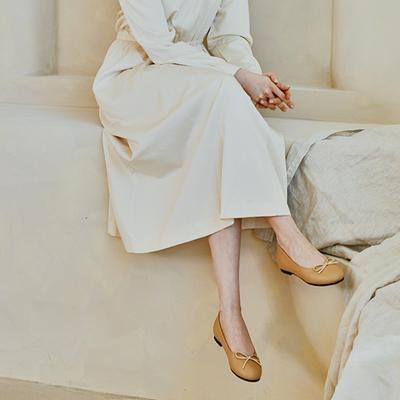 [Florida Studio] Rosebud Round Toe 1cm Flats Deep Beige [FL5022] [Shipped from Korea] 100% Authentic