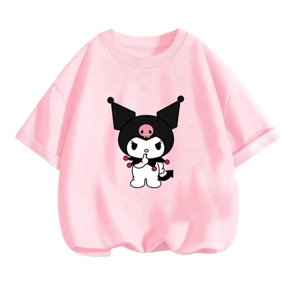 

Summer 2026 new childrens Tshirt kuroml graffiti cartoon print pure cotton breathable parentchild fashion short sleeve S