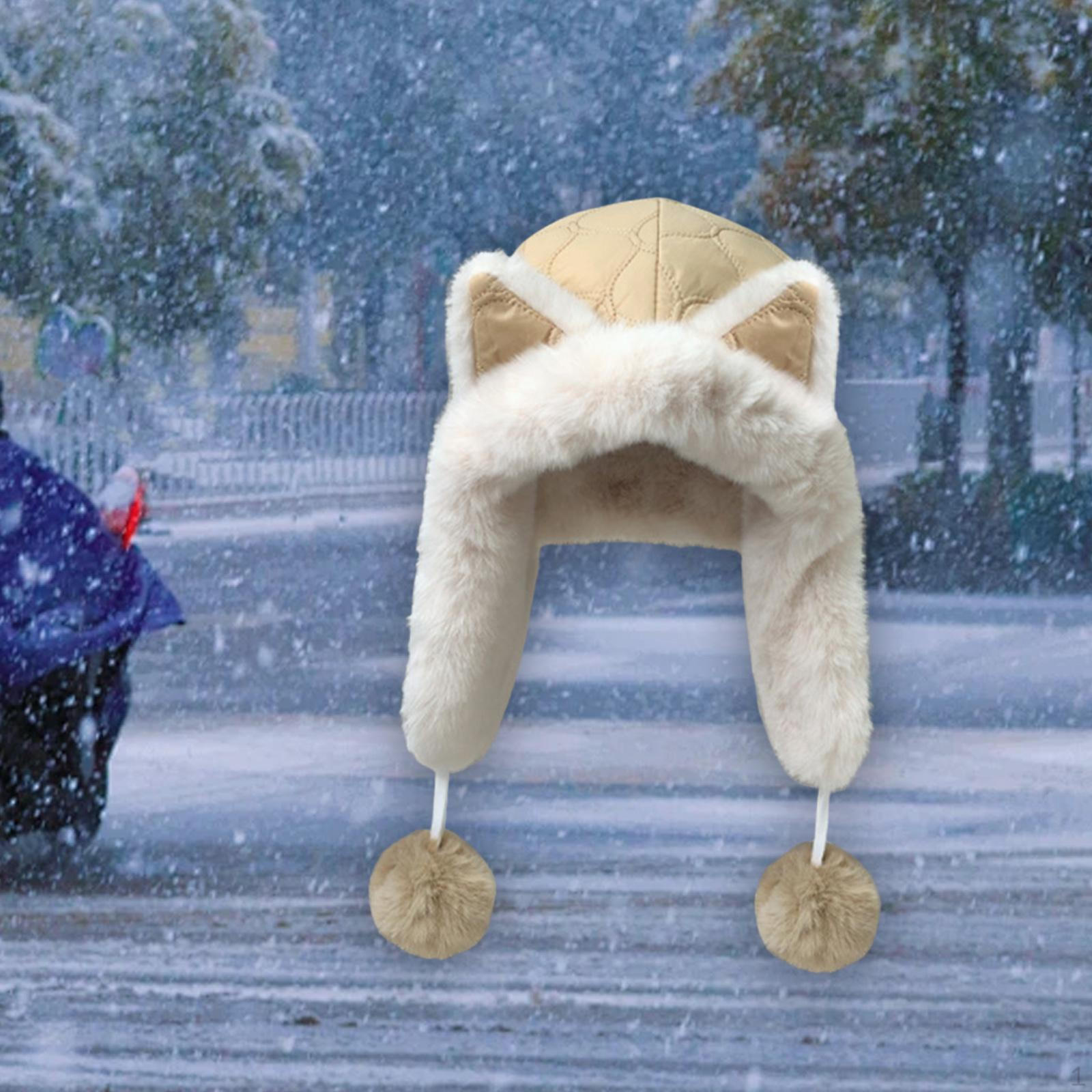 

Милая мягкая женская зимняя шапка-ушанка с ушками животных для уличных фестивалей хаки