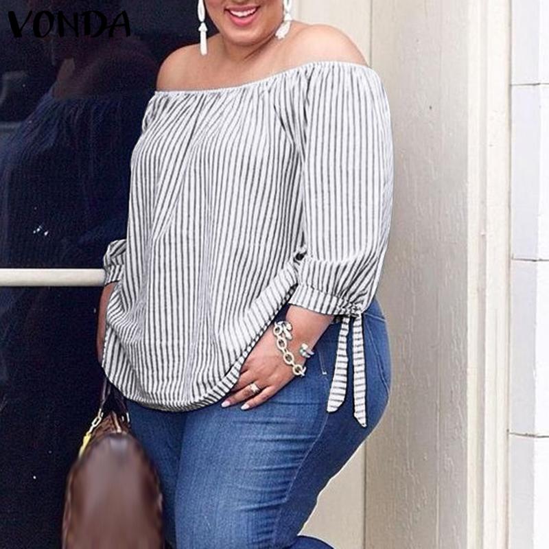 VONDA Women's One Shoulder Striped Top