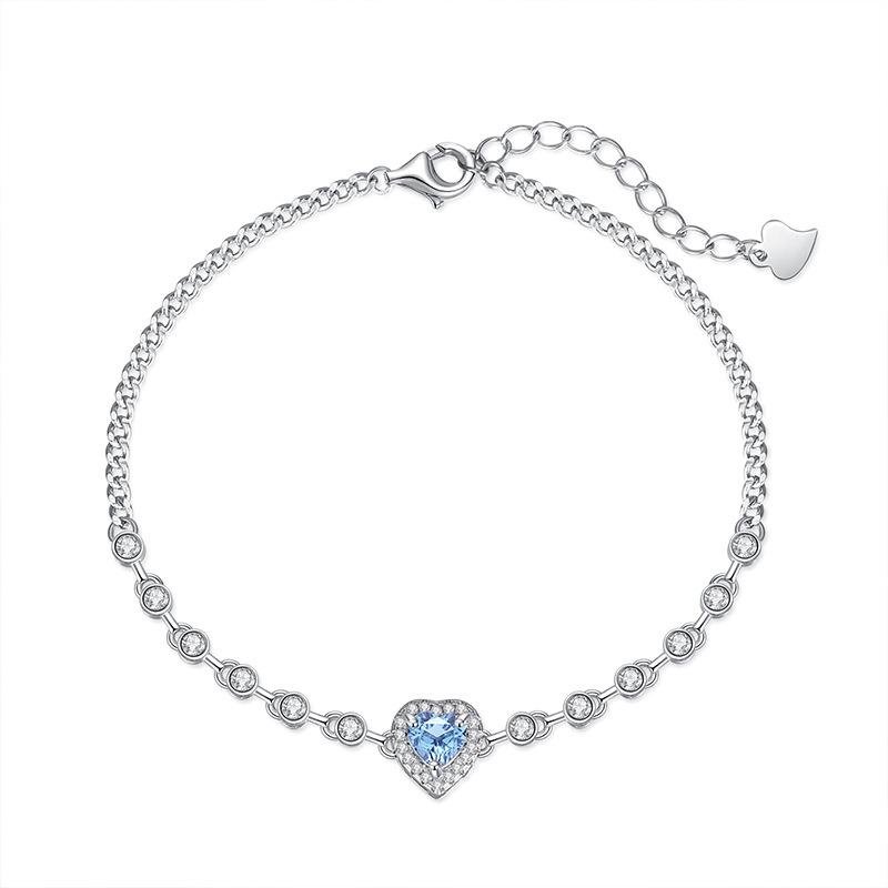 Jewelry natural stone bracelet S925 silver, inlaid with translucent multi-color crystals, bracelet, fashionable and simple for women