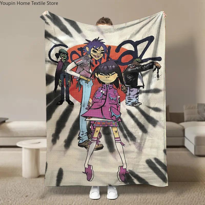 Wirtualny Zespół Rockowy Anime G-Gorillaz Miękkie Kocyki, Koc Grzewczy Komfortowy Koc na Piknik Łóżka Kanapę Domowy Sypialnia
