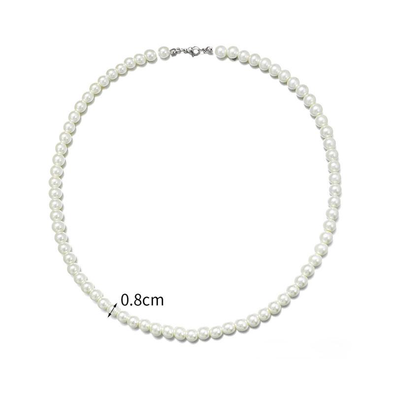 Cool Artificial White Pearl Necklace 1 Pcs Choker Beaded Chain for Men and Women Fashion Jewelry Gifts