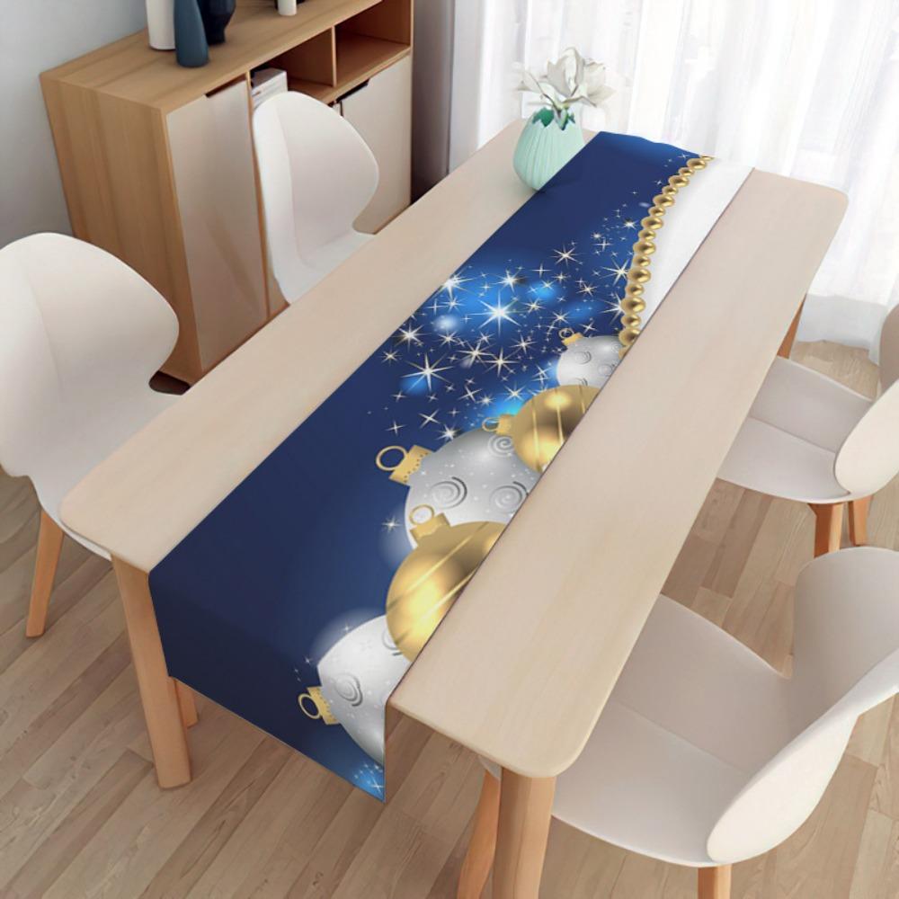 2pcs Christmas Decorative Tablecloth Holiday Gifts Household Long Tablecloth Placemat Linen Table Flag