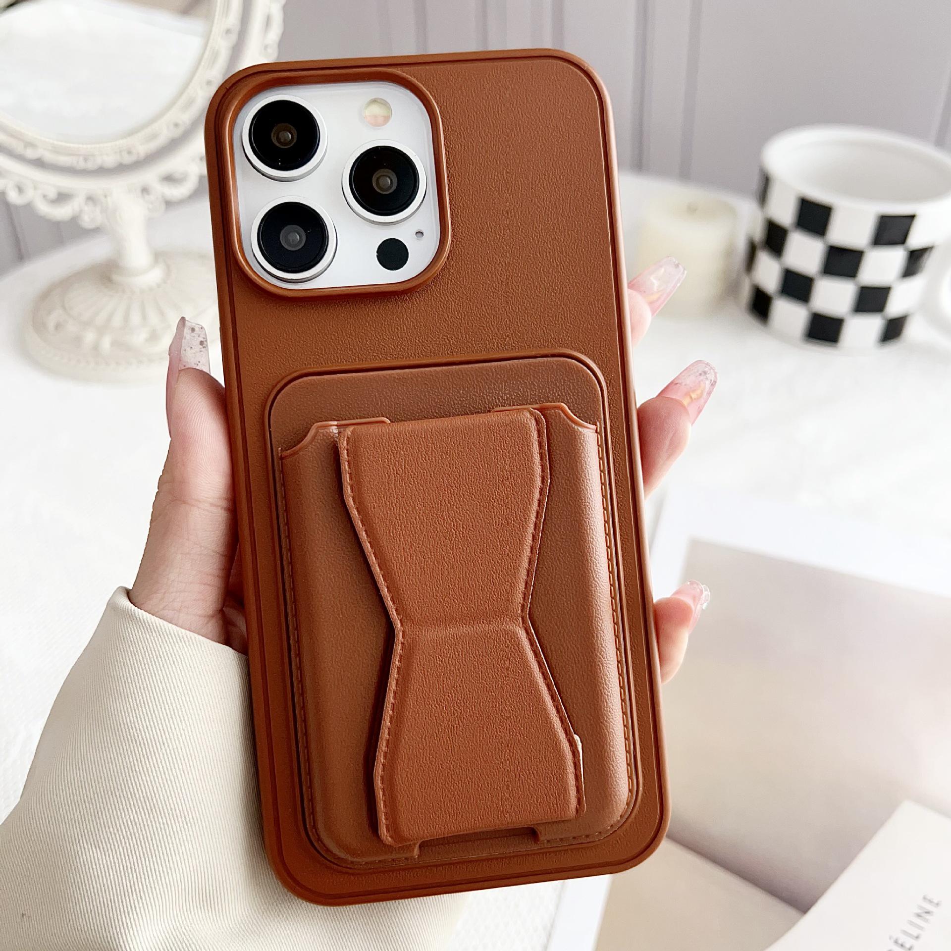 

Apple 17 ProMax Case with Card Holder Stand - Protective Shell for 16 Pro and 15 Models iPhone 14 Pro Max коричневый