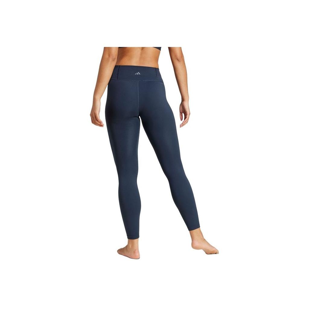 Adidas SS25 Mid-Rise Yoga Breathable Comfortable Versatile Sports Long Pants Women Pants Dark-Blue JI8360