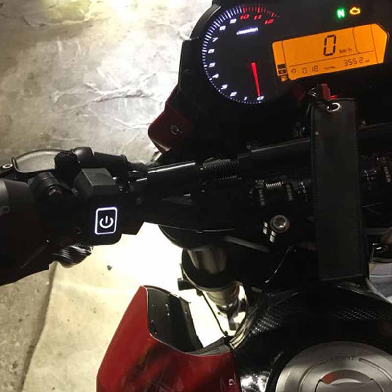 22MM Motorrad Schalterknopf Lenkerhalterung Wasserdicht Modifizierter Schalter Scheinwerfer Hupe Steuerung EIN/AUS mit LED-Anzeigelampe