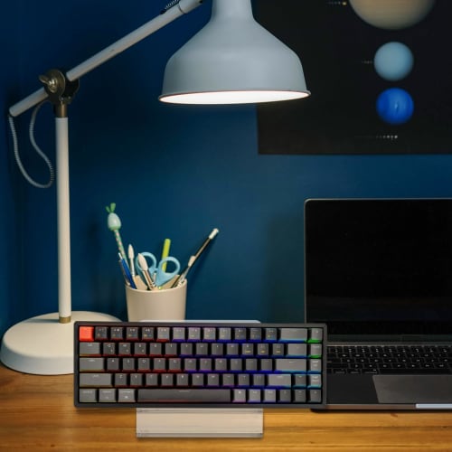 Geekria Keyboard Display Stand, Clear Acrylic Mechanical Gaming Keyboard Holder for 60%, 75%, 80%, and 96% Computer Keyboards