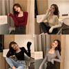 Women Pullover Long Sleeve Top Square Collar Casual Fashion Sweater Women Jumper Sexy Knitwear Sweater Tops