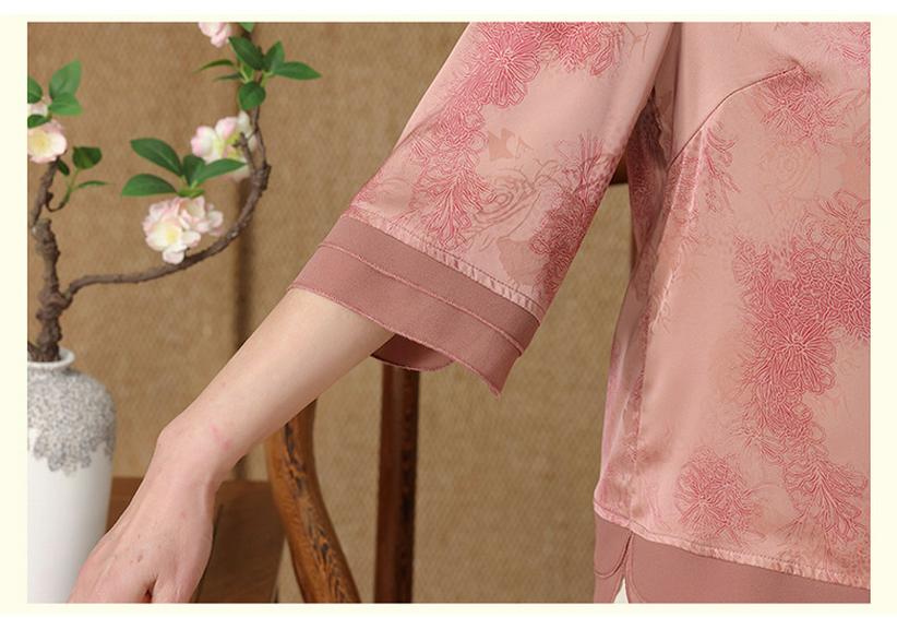 Chinese Style Nine-Point Sleeve Shirt for Middle-Aged and Elderly Women