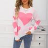 Ladies' Fashionable Heart-shaped Sweater, Loose And Versatile Valentine's Day Knitted Pullover Sweater