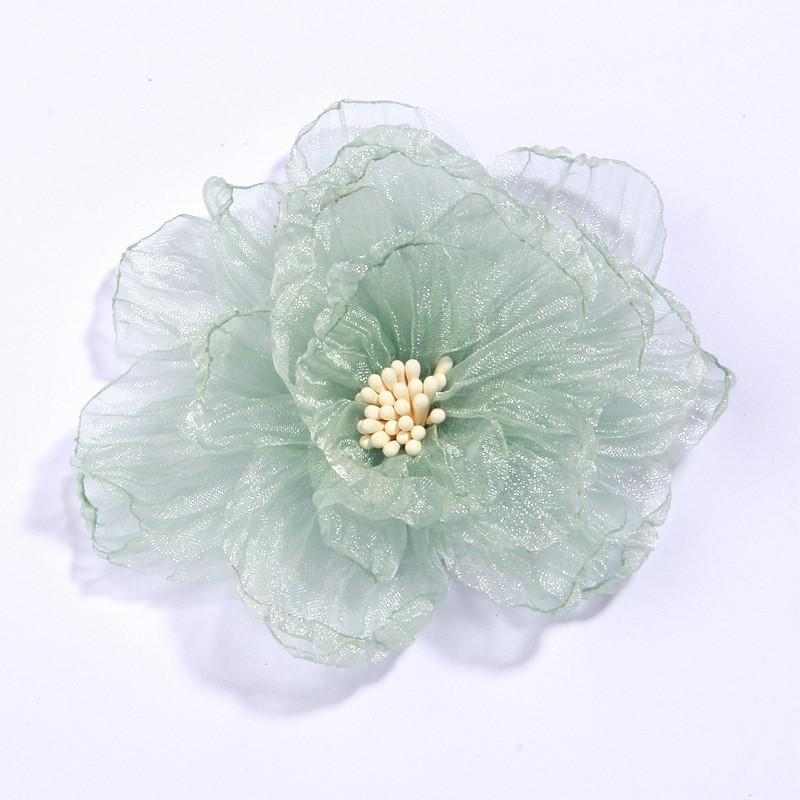 Large Floral Hair Clip Side Clip Hair Accessory Lightweight Organza Fabric Flower Hairpin for Women Girls One Size