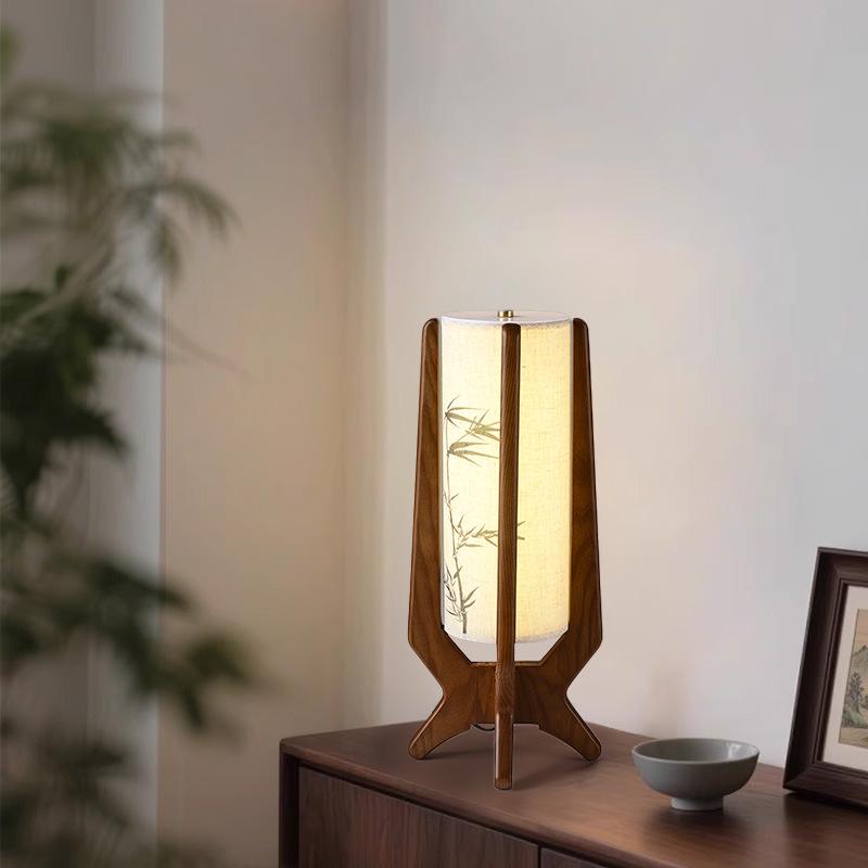 Zen Bamboo Leaf Solid Wood Floor Lamp for Living Room and Tea Room