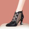 Fashion Rhine-drill High Heel Mesh Cool Boots 2025 Spring/summer Pointy High Heels Fashion Mesh Boots Women's Hollow Sandals