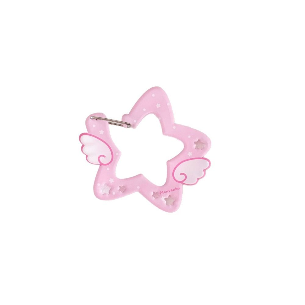 Acrylic Wings Stars Carabiner Portable Keyring Hook Card Holder Kawaii Backpack Pendant  Outdoor