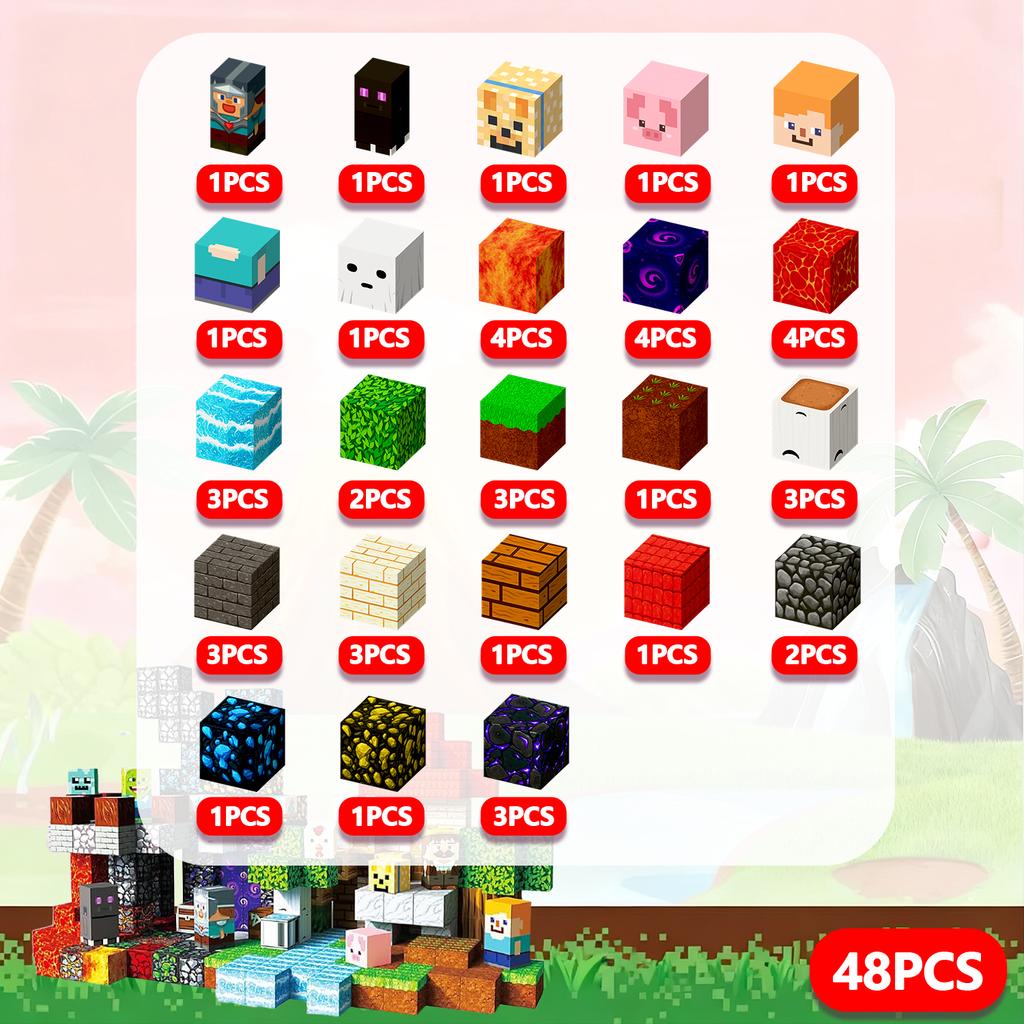 Non-Toxic New Magnetic Building Blocks Magnet Cube Pixel Style Brick Toy Storage Box Lid Can Hold Figures Toys Children Gift