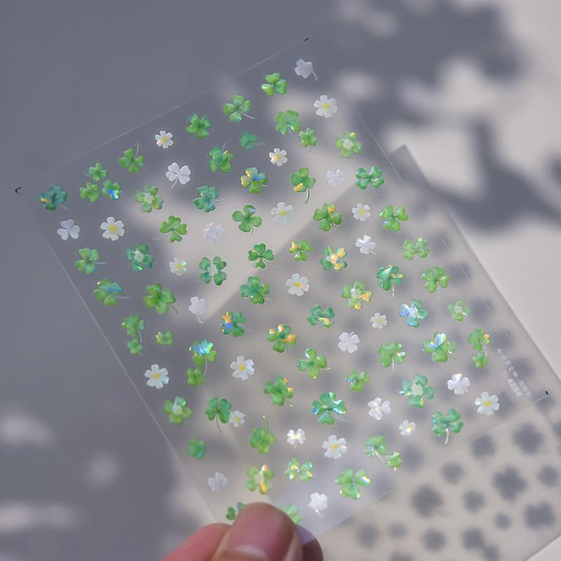 Elegant Self-Adhesive Nail Art Stickers, Four Leaf Clover Design for Stylish Floral Manicure and Presents