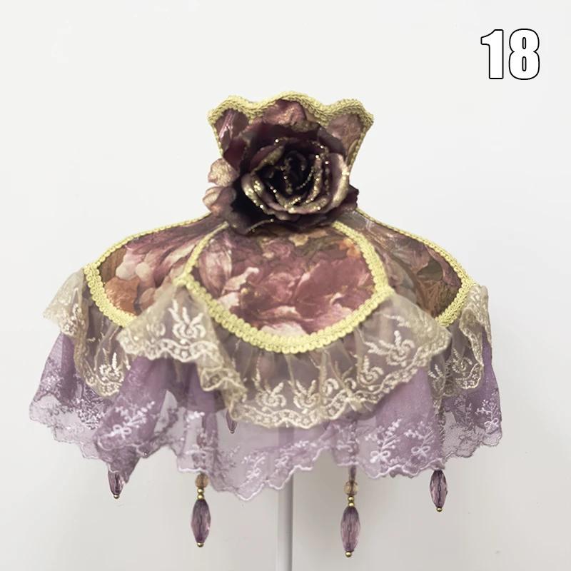 European Style Lampshade Luxury Retro Beaded Lace Flower Bedroom Bedside Lamp Floor Lamp Wall Lamp Dust Cover Home Decoration