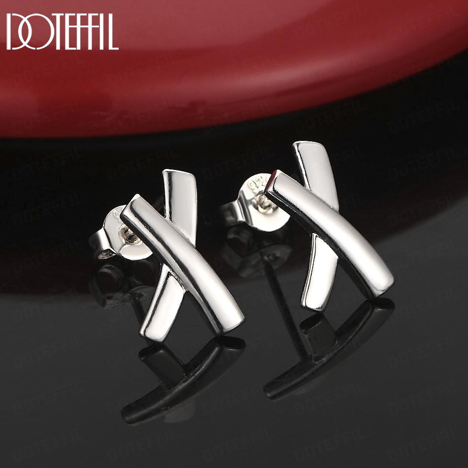 925 Sterling Silver Simple Letter X Earrings - Banquet Pendant Jewelry