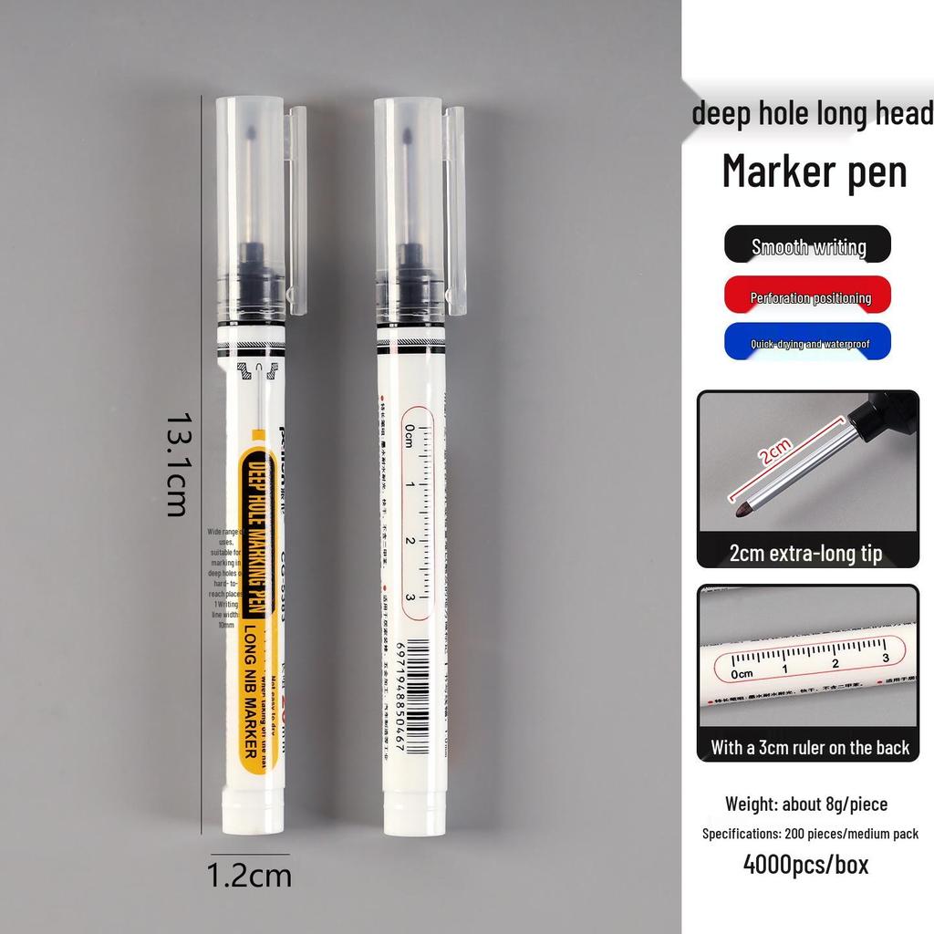 Waterproof Quick-Dry Long Head 20mm Deep Hole Woodworking Marker Pen