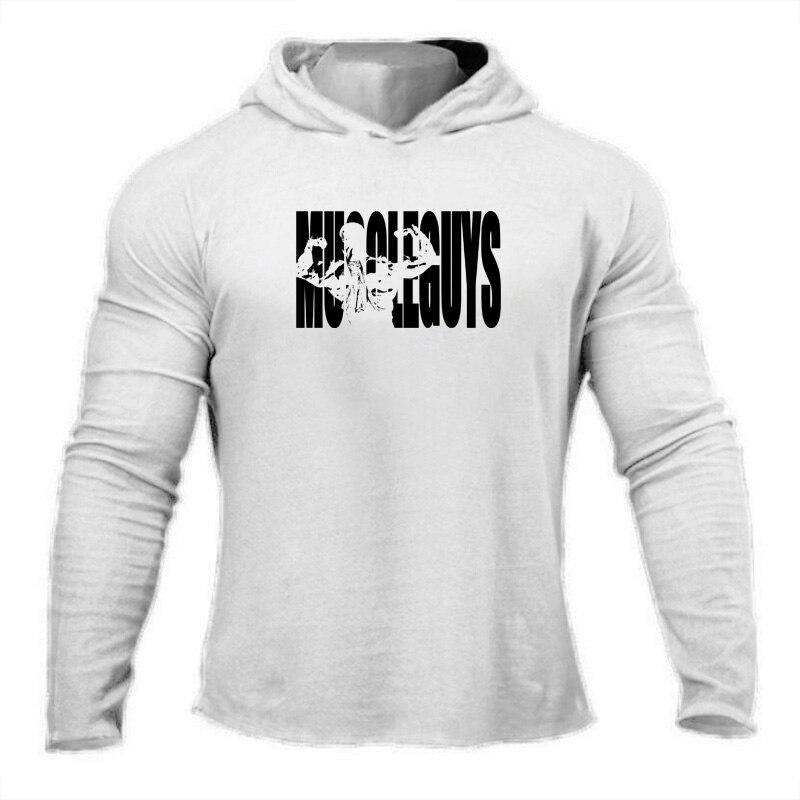 Muscleguys   Men's Autumn Hooded Sweater Fashion Color Selection Thin Coat Fitness Sports T-shirt Casual  Cotton Tops