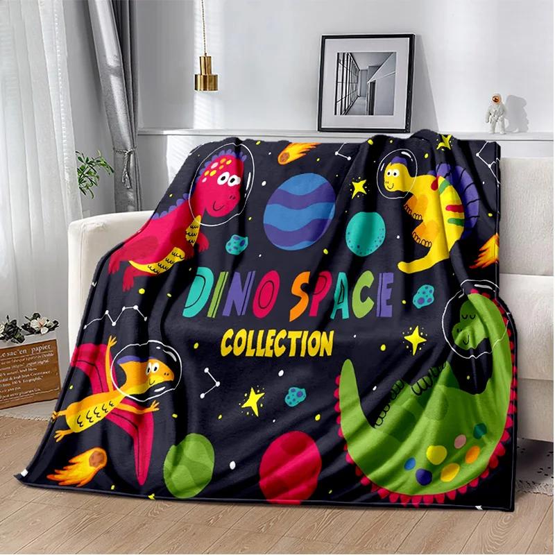 Desenho animado dinossauro espaço fofo dinossauro crianças cobertor de pelúcia macio, cobertor de flanela cobertor para sala de estar quarto cama sofá crianças