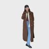 Hong Kong Retro Caramel Corduroy Double-Breasted Women’s Trench Coat