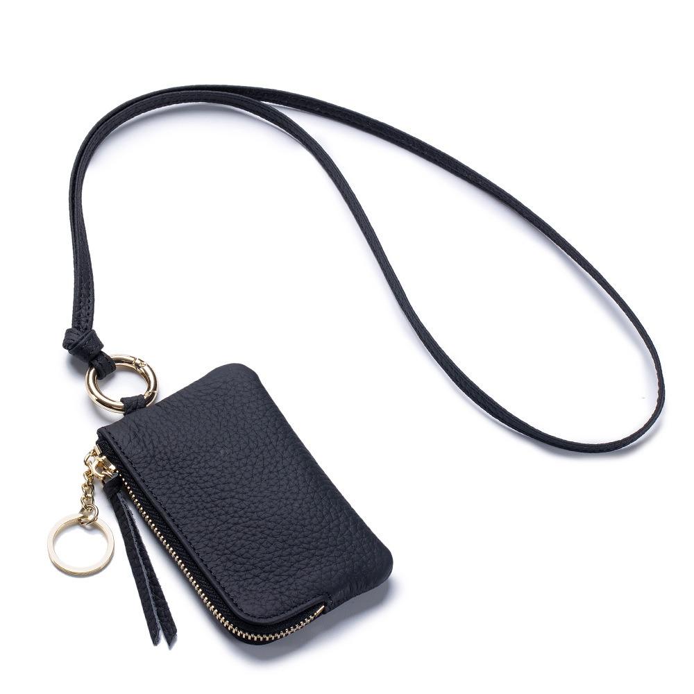 Casual Hanging Neck Coin Purse Square Portable Card Holder Multi-functional Soft PU Wallet  Daily