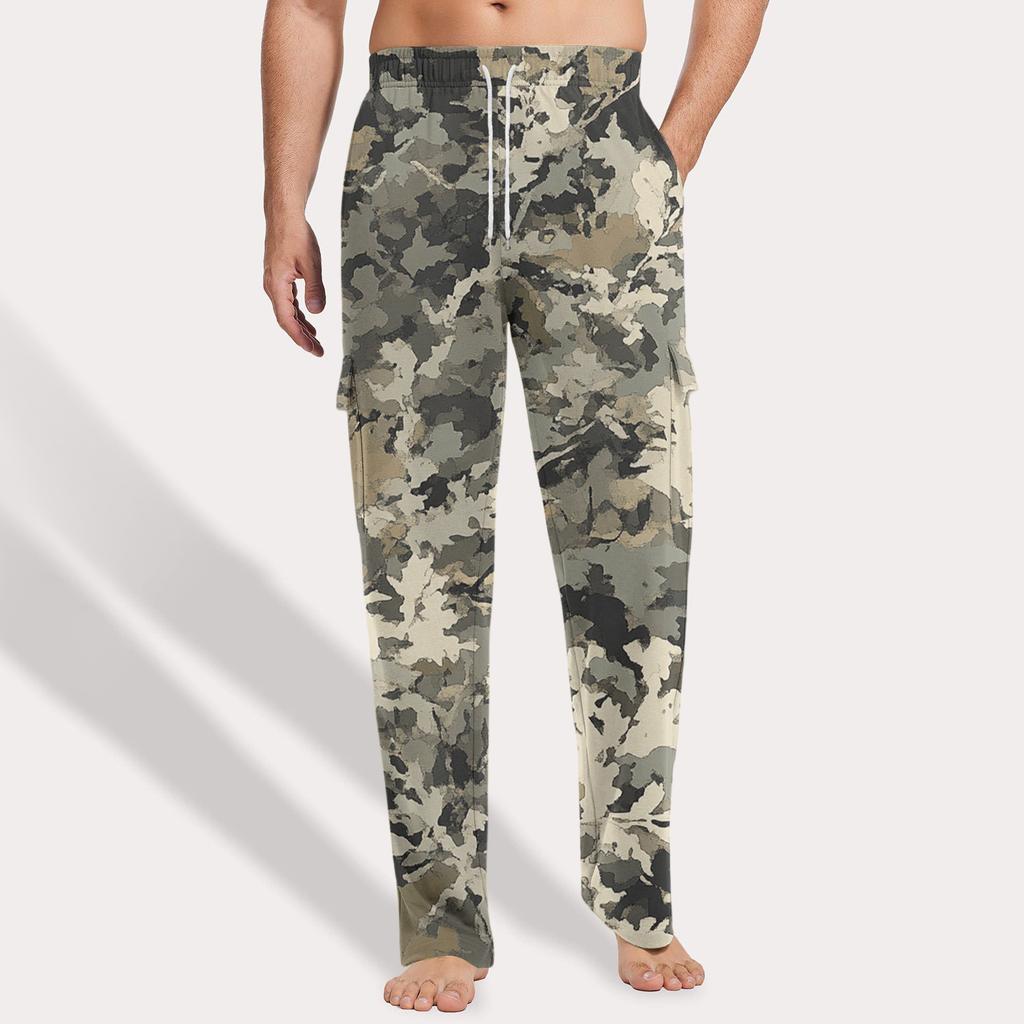 Herren Locker Lässige Mehrfach-Taschen Arbeitshose, Jugendliche Stretch-Taille Kordelzug Hose