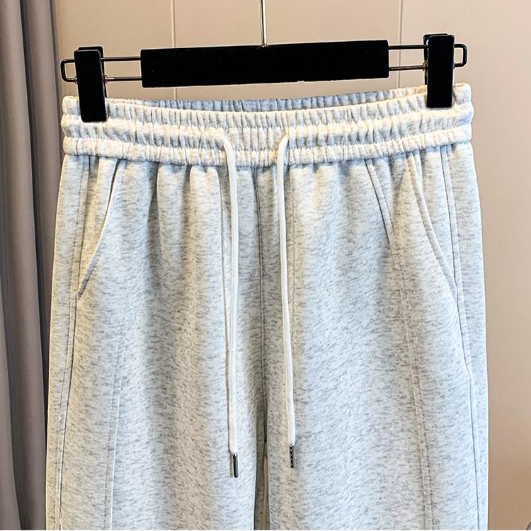 DIMANAF 2025 Plus Size Long Pants Belt Women Solid Harem Elastic Waist Casual Loose Pants New