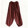 Johnature Pantaloni Larghi Vintage da Donna Primavera Vita Elastica Morbidi Larghi Pantaloni Monocolore Tasche Pantaloni Femminili