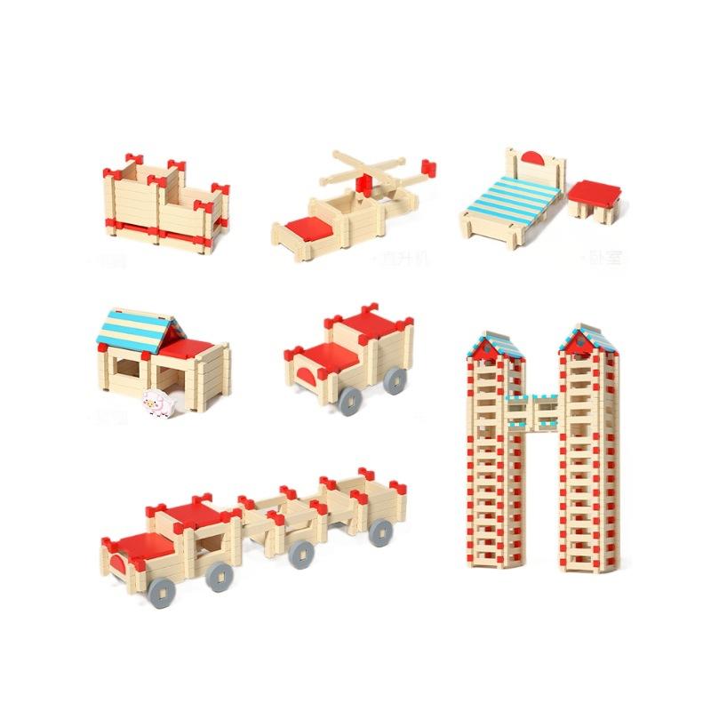 DIY Children's Wooden Building Blocks Set - Little Architect Structure Assembly Educational Interactive Toy for Kids