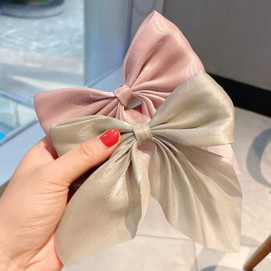 Hairpin Elegant Satin Hair Bow Clips Elastic Sturdy Fixing Women Stylish Gentle Hair Accessory for Delicate Hairstyles