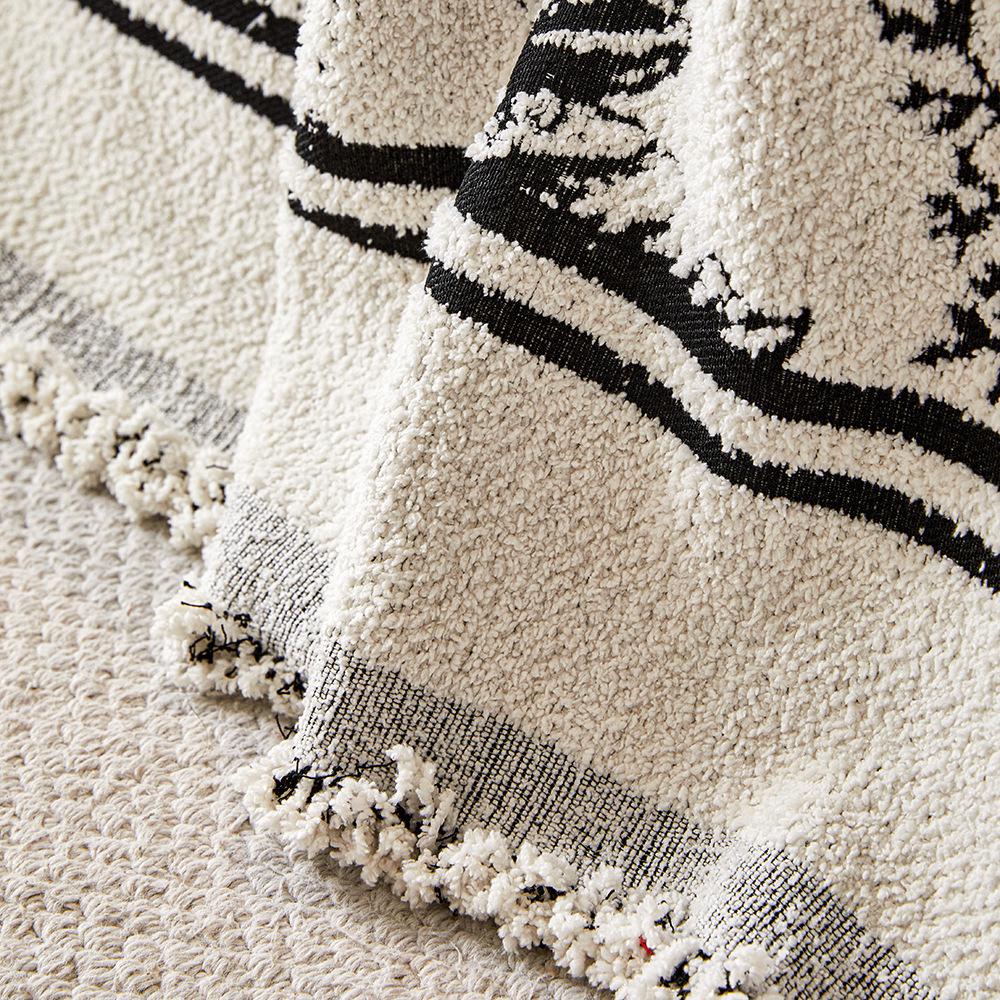 1pc Bohemian Style Sofa Throw Blanket - All-Season Comfort, Pet-Friendly, Dust-Proof Couch Cover with Tassels Sectional Sofa Cover