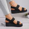 Fashion Lightweight Black Wedge Sandals for Women 2025 Summer Comfort Non Slip Beach Shoes Woman Elastic Knit Platform Sandalias Mujer