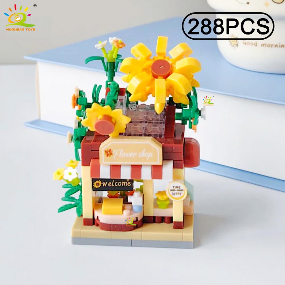 Non-Toxic Cute Moc Flower Store Model Micro Building Block Street View Shop Model Mini Brick Toy For Children Desk Home Decor.