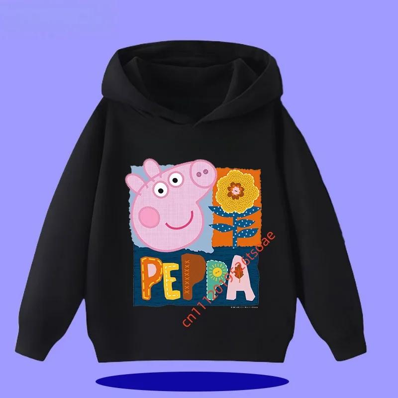 Peppa Pig Children's Hooded Sweatshirt 2026 New Style Cartoon Print Boys' Sport Shirt Girls' Casual Shirt