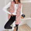 Women's Lapel Sleeveless Vest Oversized Fit Solid Color Single Button Pocket Winter Fleece Gilet