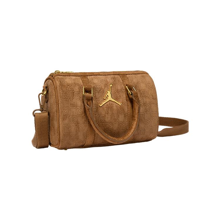 Jordan Monogramm Serie Schachbrett Kunstwildleder Eimer Boston Tasche Unisex Taschen Hellbraun JD2533091AD-001