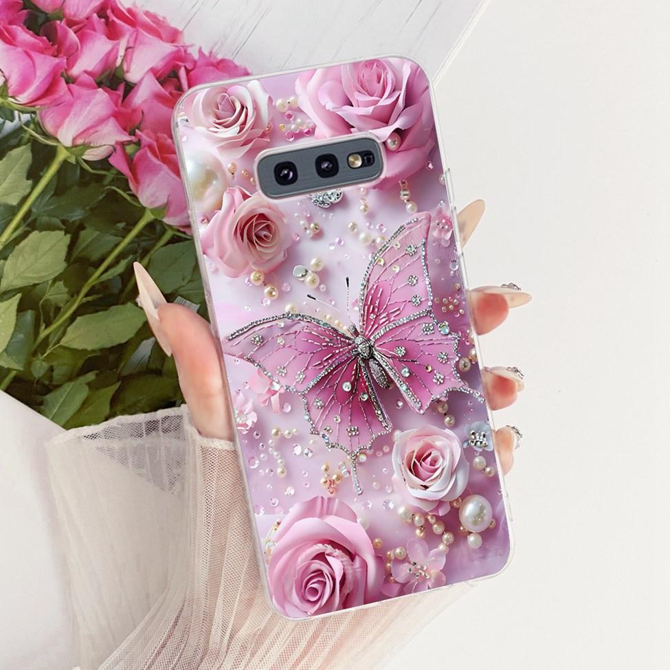 5.8'' Cover For Samsung S10e Case SM-G970F Clear Cute Kawaii Fashion Butterfly Funny Painted Casing For Samsung Galaxy S10e