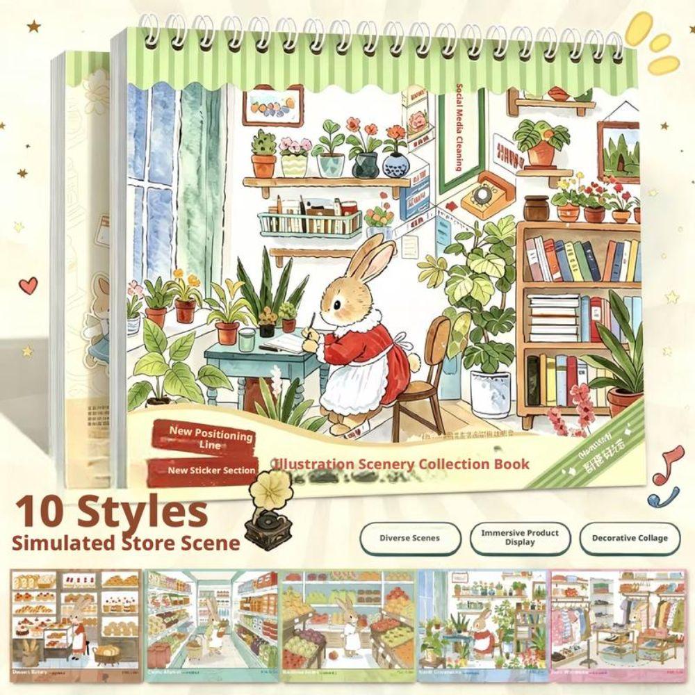 Self Adhesive Landscape Sticker Book 3D Scene Toy Game Stickers  DIY Journaling Bunny Dream Scene