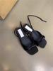 French bow design sense niche sweet square head sandals women's summer wear one word thin belt thick heel