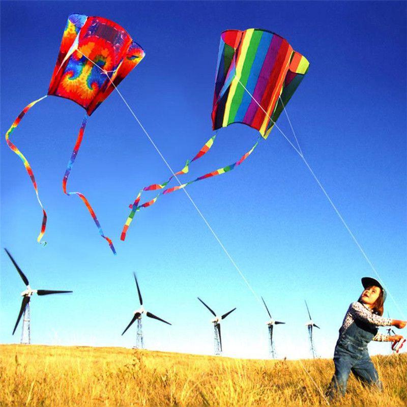 Colorful Parafoil Kite With Long 200cm Tails And 30m Flying Line For Outdoor Fun