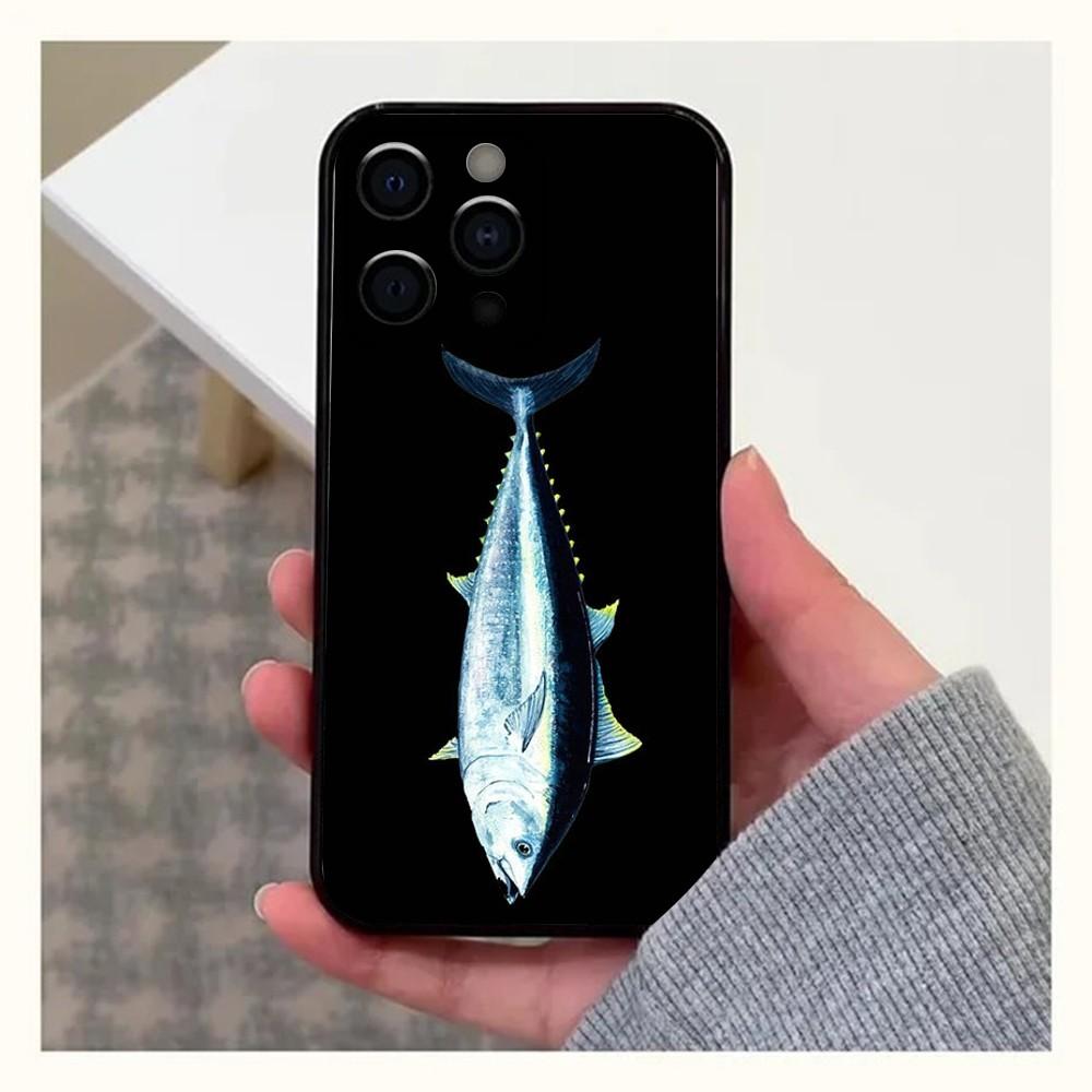 Blauflossen-Thunfisch Meeresfisch Handyhülle Für Apple iPhone 15,14,13,12,11,Pro,X,XS,Max,XR,Plus,Mini Weiche Schwarze Hülle