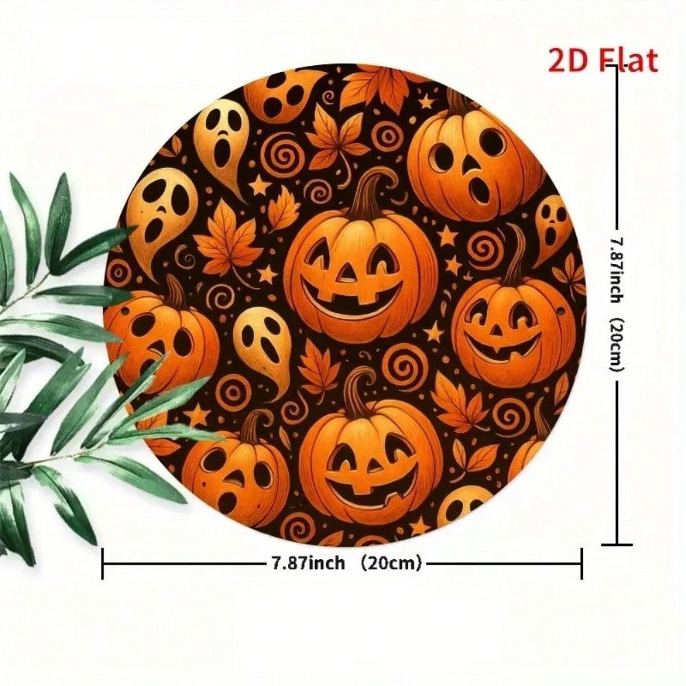 Halloween Pumpkin Iron Metal Wall Art Retro Round Sign Home Decor