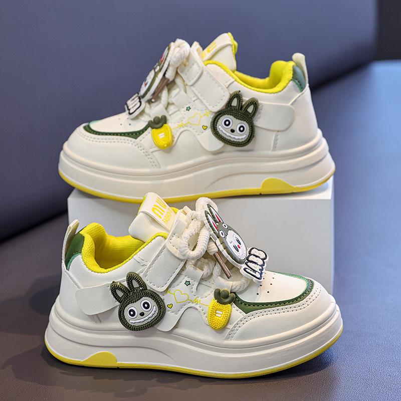 Girls' Cartoon Non-Slip Casual Skate Shoes - Spring 2026 Soft Sole White Sneakers